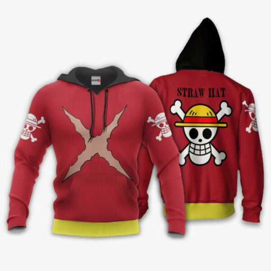 Luffy Uniform Straw Hat One Piece Anime 1k700 Fan Gift Stylist Unisex Cartoon Graphic Outfits Aop 3d Hoodie, Zip Hoodie 1556 Moonbestprint