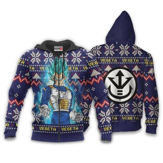 Vegeta Blue Ugly Christmas Dragon Ball Z Anime 1k333 Fan Gift Stylist Unisex Cartoon Graphic Outfits Aop 3d Hoodie, Zip Hoodie 1937 Moonbestprint