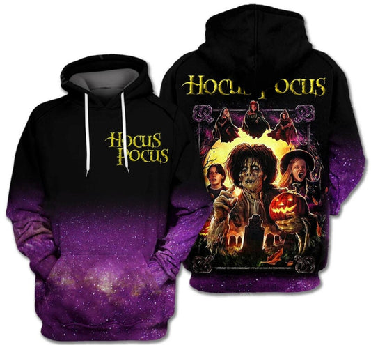Hocus Pocus Galaxy Purple Black 3d Hoodie Zip Hoodie Moonbestprint
