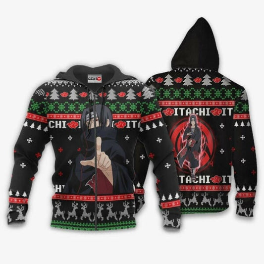 Akatsuki Itachi Naruto Christmas Naruto Anime 1k459 Fan Gift Stylist Unisex Cartoon Graphic Outfits Aop 3d Hoodie, Zip Hoodie 1760 Moonbestprint