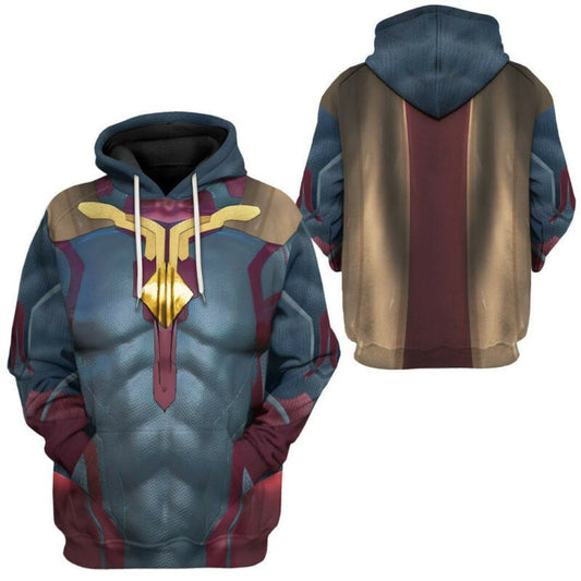 Marvel Vision Suit Costume Blue 3d Hoodie Zip Hoodie Moonbestprint