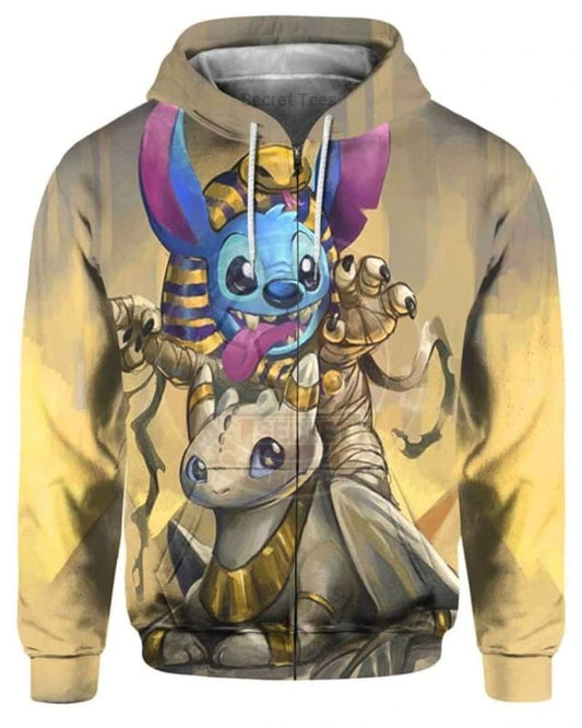 Egypt Cute Stitch And Light Fury Over Print 3d Hoodie Zip Hoodie 20 Moonbestprint