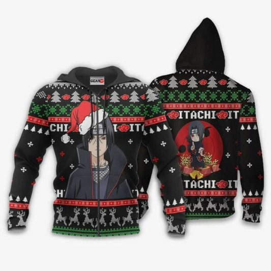 Santa Itachi Naruto Christmas Naruto Anime 1k457 Fan Gift Stylist Unisex Cartoon Graphic Outfits Aop 3d Hoodie, Zip Hoodie 2853 Moonbestprint