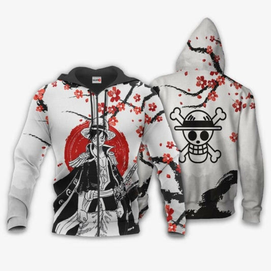 Monkey D. Luffy Japan Cherry Blossoms One Piece Anime 1k684 Fan Gift Stylist Unisex Cartoon Graphic Outfits Aop 3d Hoodie, Zip Hoodie 2885 Moonbestprint