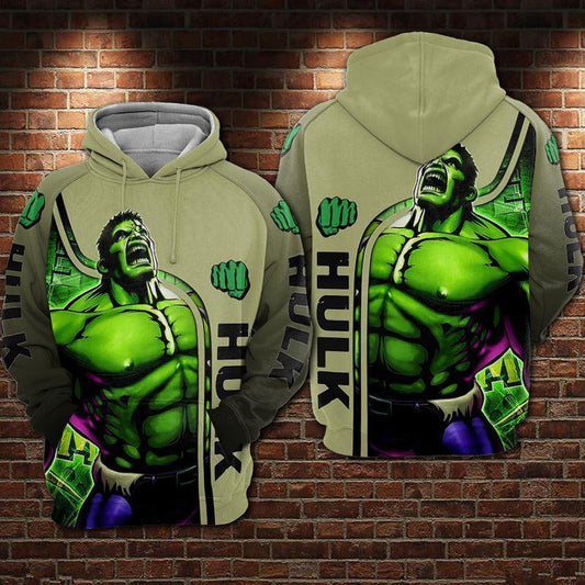 Marvel Hoodie The Incredible Hulk Angry Green 3d Hoodie Zip Hoodie Moonbestprint
