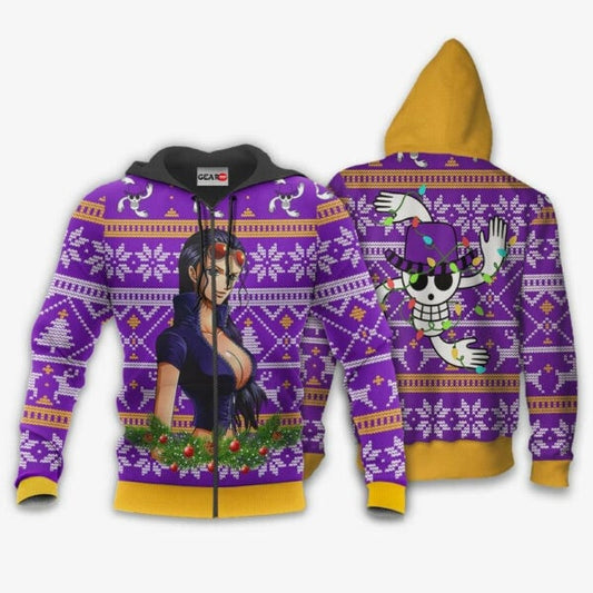 Nico Robin Ugly Christmas Sweater One Piece Anime 1k506 Fan Gift Stylist Unisex Cartoon Graphic Outfits Aop 3d Hoodie, Zip Hoodie 2681 Moonbestprint