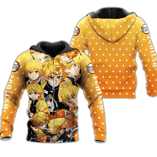 Zenitsu Demon Slayers Anime Manga For Men And Women 3d Hoodie Zip Hoodie Moonbestprint