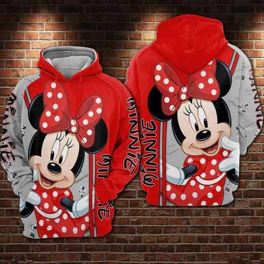 For Minnie Mouse Lovers Polka Dot Red Bow 3d Hoodie Moonbestprint