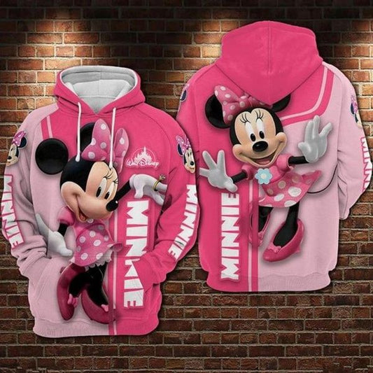 Minnie Mouse Pink All Over Print Hoodie Minnie Lover Gift Hoodie Print All Over Unisex Full Size S-5xl Moonbestprint