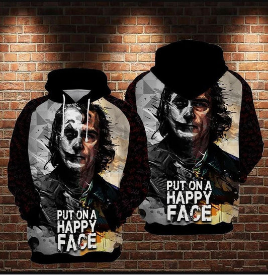 Put On A Happy Face - Joker Over Print 3d Hoodie Zip Hoodie Moonbestprint