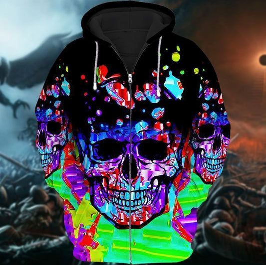 Colorfull Skull For Men And Woman 3d Hoodie Zip Hoodie Moonbestprint