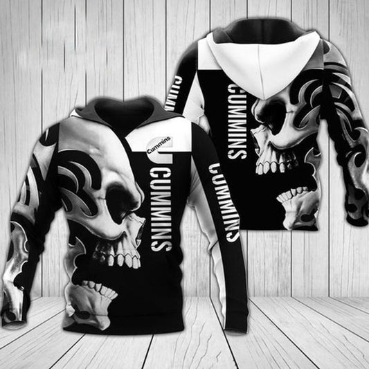 Cummins Skull White Black All Over Printed Custom 3d Hoodie Moonbestprint