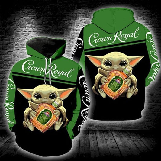 Crown Royal Baby Yoda Star Wars All Over Printed Custom 3d Hoodie Moonbestprint