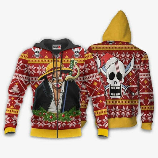 Red Hair Shanks Ugly Christmas Sweater One Piece Anime 1k505 Fan Gift Stylist Unisex Cartoon Graphic Outfits Aop 3d Hoodie, Zip Hoodie 2862 Moonbestprint