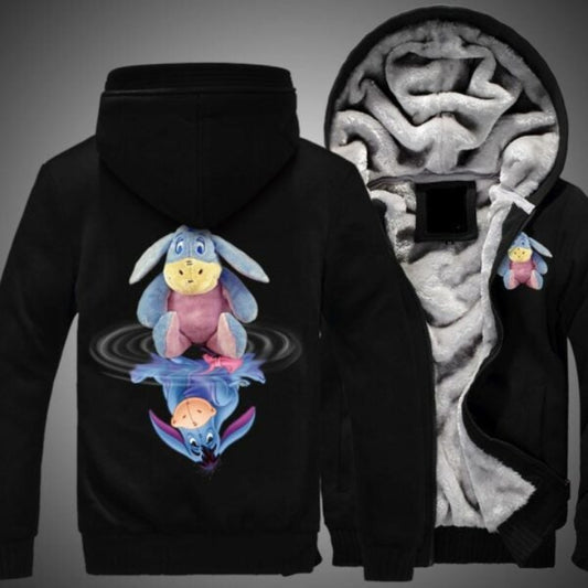 Stuffed Eeyore And Eeyore, Winnie The Pooh Print 3d Hoodie Fleece Zip Hoodie 1815 Moonbestprint