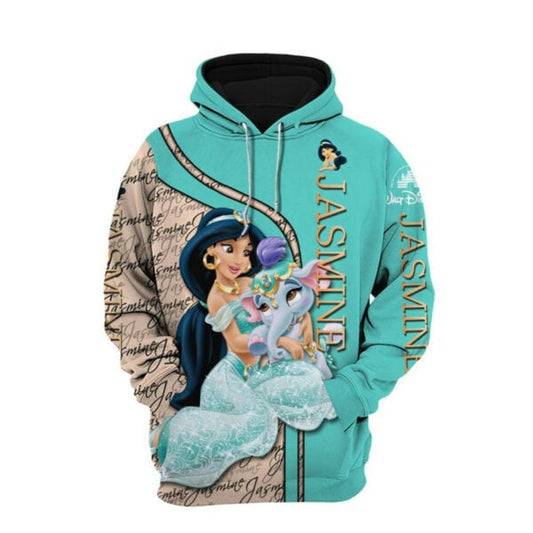 Jasmine Princess Fan Gift, Jasmine Princess Gift, Stylist Unisex Cartoon Graphic Outfits Aop Hoodie, Zip Hoodie 1705 Moonbestprint