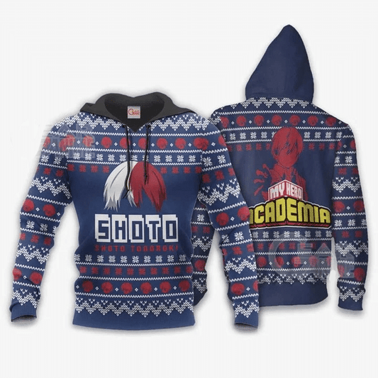 Shoto Todoroki Ugly Christmas My Hero Academia Anime Manga For Men And Women 3d Hoodie Zip Hoodie Moonbestprint