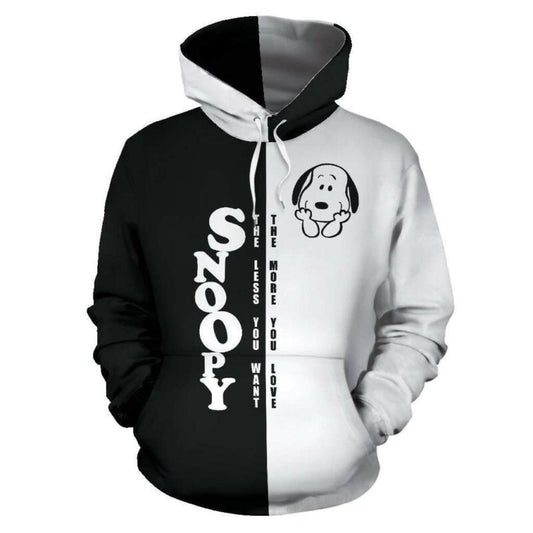 Snoopy Black And White Pullover Printed Over Unisex 3d Hoodie Zip Hoodie Moonbestprint