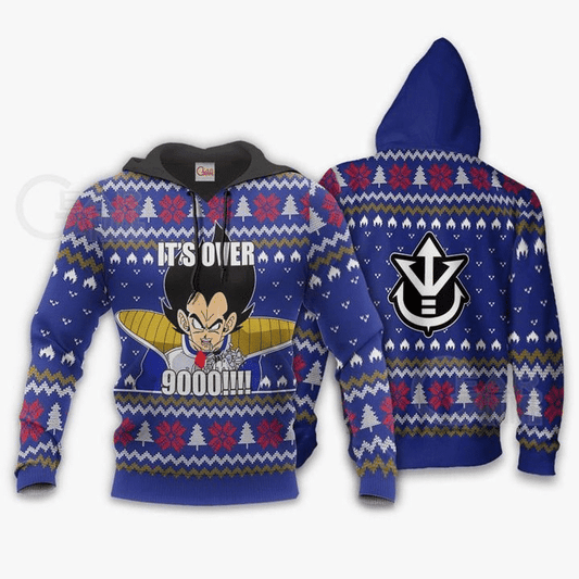 Vegeta Ugly Christmas It's Over 9000 Funny Dbz Anime Manga For Men And Women 3d Hoodie Zip Hoodie Moonbestprint