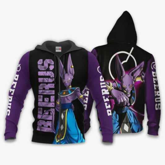 Beerus Dragon Ball Z Anime 1k267 Fan Gift Stylist Unisex Cartoon Graphic Outfits Aop 3d Hoodie, Zip Hoodie 964 Moonbestprint