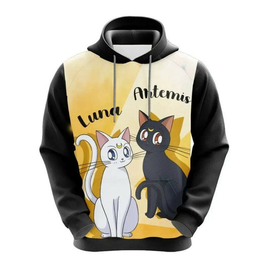 Sailor Moon Cats Luna Artemis Black 3d Hoodie Zip Hoodie Moonbestprint