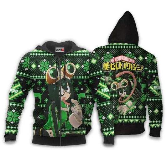 Tsuyu Asui Ugly Christmas Sweater Anime My Hero Academia Manga 2k45 Fan Gift Stylist Unisex Cartoon 3d Hoodie Zip Hoodie 1936 Moonbestprint