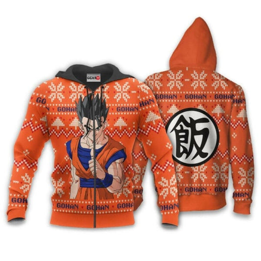 Gohan Ugly Christmas Dragon Ball Z Anime 1k339 Fan Gift Stylist Unisex Cartoon Graphic Outfits Aop 3d Hoodie, Zip Hoodie 698 Moonbestprint