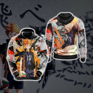 Haikyuu Hoodie Hinata Shoyo Cool Black White Hoodie Anime 3d Hoodie Zip Hoodie Moonbestprint