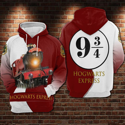 Harry Potter 9 3/4 Hogwarts Express Over Print 3d Hoodie Zip Hoodie Moonbestprint