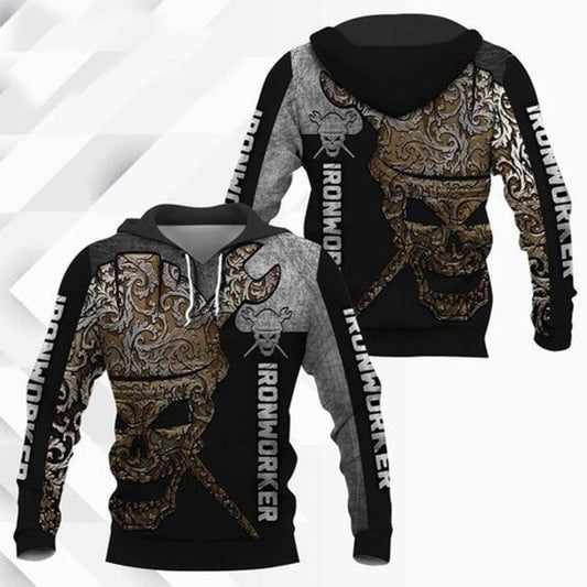 Iron Worker Style Skull Special All Over Printing 3d Hoodie Moonbestprint
