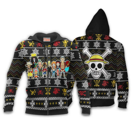 Heart Pirates Ugly Christmas Sweater One Piece Anime 1k490 Fan Gift Stylist Unisex Cartoon Graphic Outfits Aop 3d Hoodie, Zip Hoodie 903 Moonbestprint