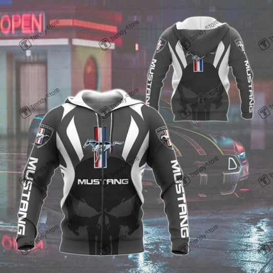 Punisher Ford Mustang Luxury Car 8k192 Fan Gift 3d Zip Hoodie Hoodie Ii0 2113 Moonbestprint