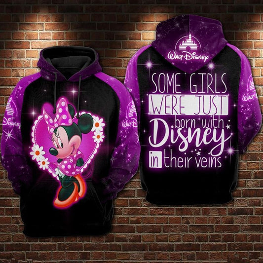 Disney Girl Vein Minnie Purple Over Print 3d Hoodie Zip Hoodie 450 Moonbestprint