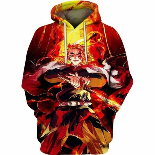 Rengoku Kyoujurou Over Print 3d Hoodie Zip Hoodie Moonbestprint