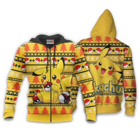 Pikachu Anime Pokemon Manga Ugly Christmas Sweater 1k803 Fan Gift Stylist Unisex Cartoon Graphic Outfits Aop 3d Hoodie Zip Hoodie 1999 Moonbestprint