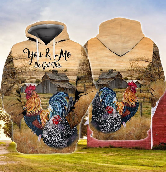 Rooster You And Me We Got This For Men And Women 3d Hoodie Zip Hoodie Moonbestprint
