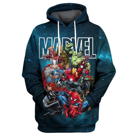 Superhero Avengers Marvel Comic Vision Hulk Groot Black Widow Thor Captain America Black Panther Ironman Over Print 3d Hoodie Zip Hoodie Moonbestprint