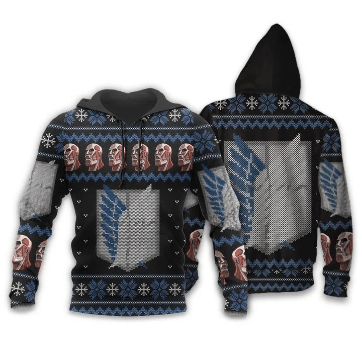 Attack On Titan Shirt Scout Ugly Christmas Anime Manga For Men And Women 3d Hoodie Zip Hoodie Moonbestprint