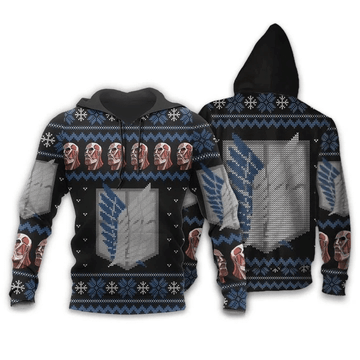 Attack On Titan Shirt Scout Ugly Christmas Anime Manga For Men And Women 3d Hoodie Zip Hoodie Moonbestprint