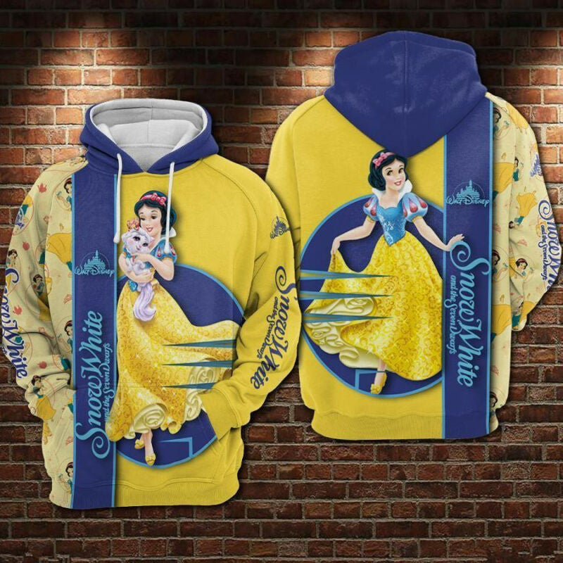 Disney Snow White And The Seven Dwarfs Blue Yellow 3d Hoodie Zip Hoodie Moonbestprint