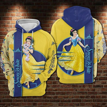 Disney Snow White And The Seven Dwarfs Blue Yellow 3d Hoodie Zip Hoodie Moonbestprint