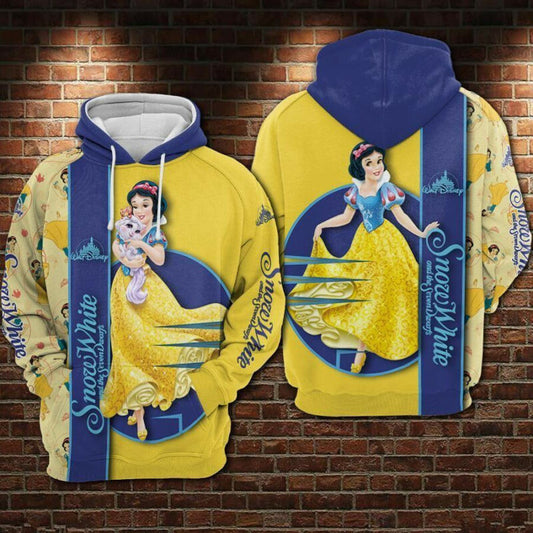 Disney Snow White And The Seven Dwarfs Blue Yellow 3d Hoodie Zip Hoodie Moonbestprint