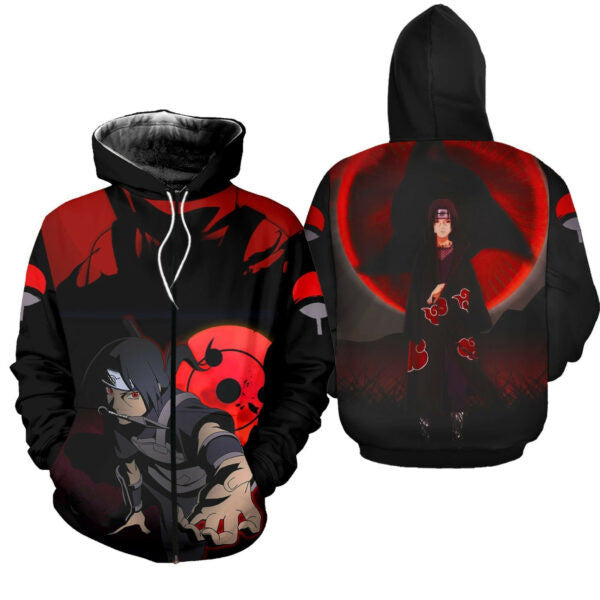 Itachi Sharingan Eyes Akatsuki Naruto Anime 2k858 Fan Gift Stylist Unisex Cartoon 3d Hoodie Zip Hoodie 986 Moonbestprint