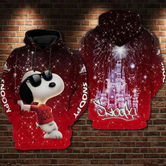 Snoopy Cartoon Peanuts Disneyland Over Print 3d Hoodie Zip Hoodie Moonbestprint