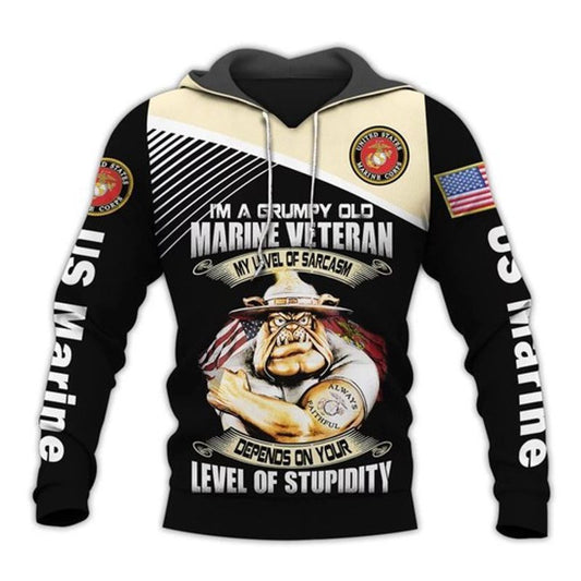 Official Marine Veteranss Grumpy Marines Drill Dog Mascot For Men And Women 3d Hoodie Moonbestprint