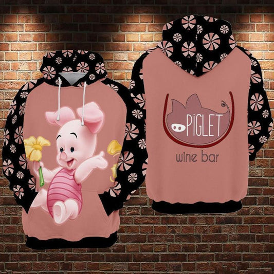 Piglet Disney Wine Bar Over Print 3d Hoodie Zip Hoodie Moonbestprint