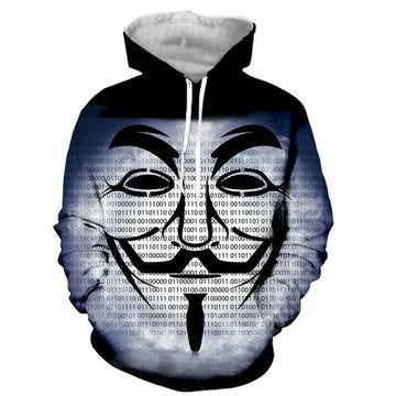 Details About Classical Anonymous Over Print 3d Hoodie Zip Hoodie Moonbestprint