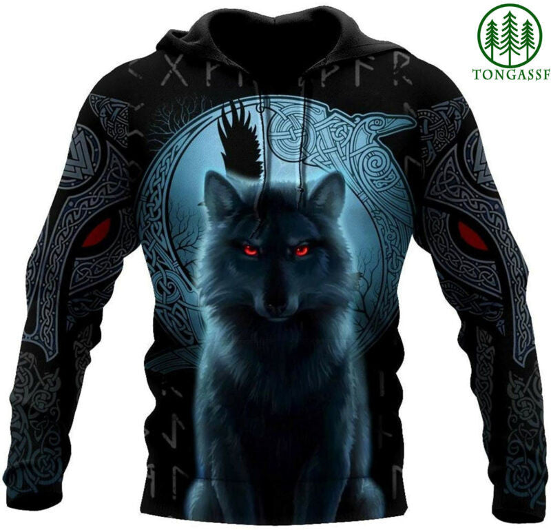 Fenrir Viking Alpha Wolf And Moon 3d Hoodie Moonbestprint