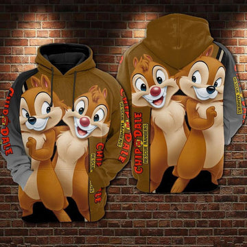 Chip N Dale Disney Over Print 3d Hoodie Zip Hoodie Moonbestprint