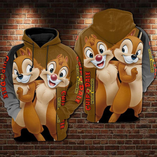 Chip N Dale Disney Over Print 3d Hoodie Zip Hoodie Moonbestprint
